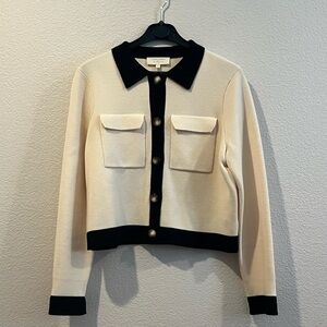 Sezane Elegant Cream and Black Women's Jacket